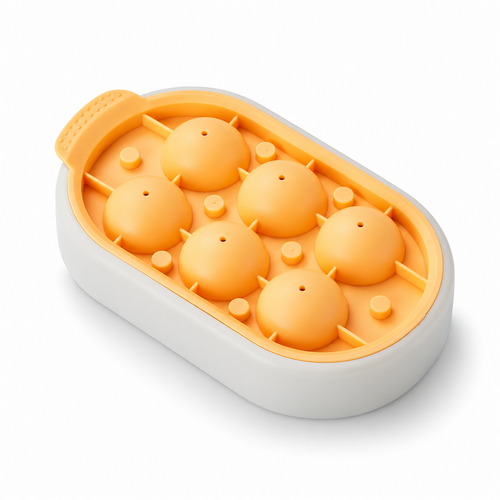 Silicone Round Ice Cube Tray with Lid – Easy Release Ice Ball Mold for Freezer & Drinks