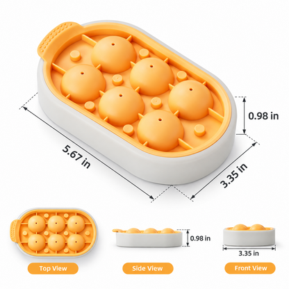 Silicone Round Ice Cube Tray with Lid – Easy Release Ice Ball Mold for Freezer & Drinks