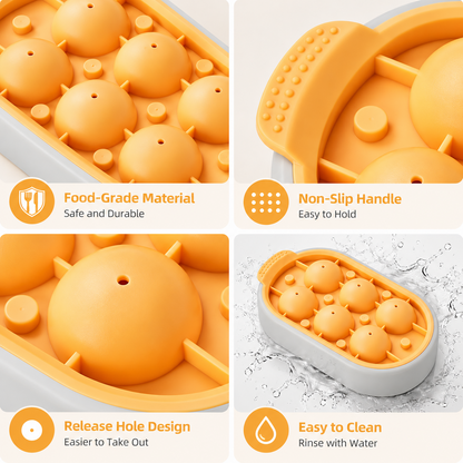 Silicone Round Ice Cube Tray with Lid – Easy Release Ice Ball Mold for Freezer & Drinks