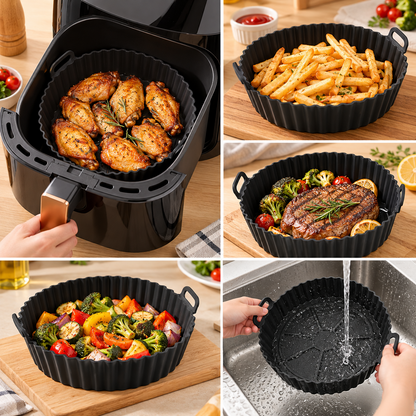 Reusable Silicone Air Fryer Liner – Thickened Nonstick Baking Mat for Air Fryer Basket & Oven