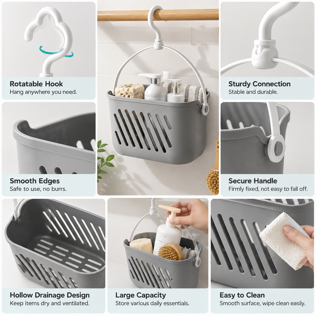 Hanging Storage Basket with Hooks