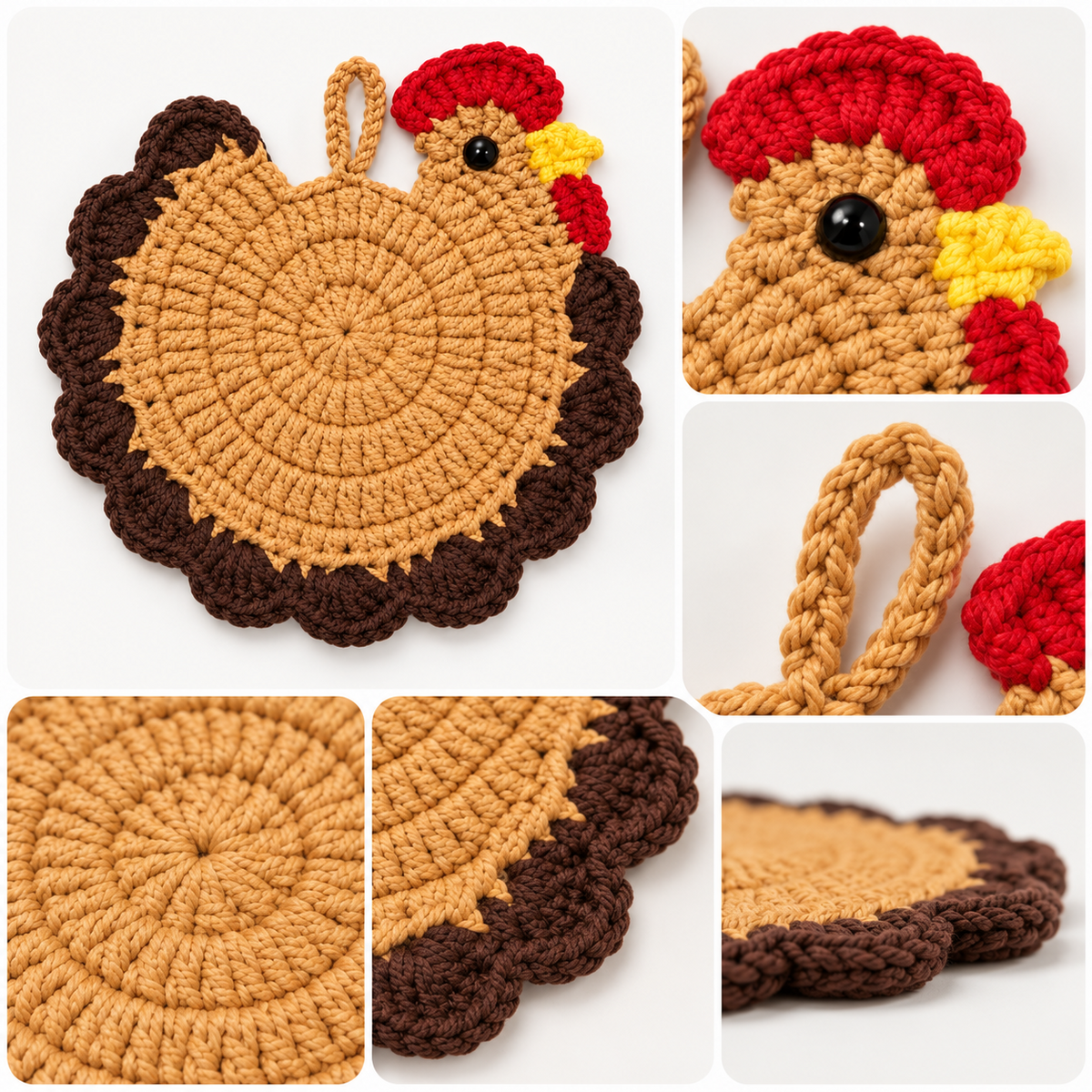 Handmade Crochet Chicken Coaster