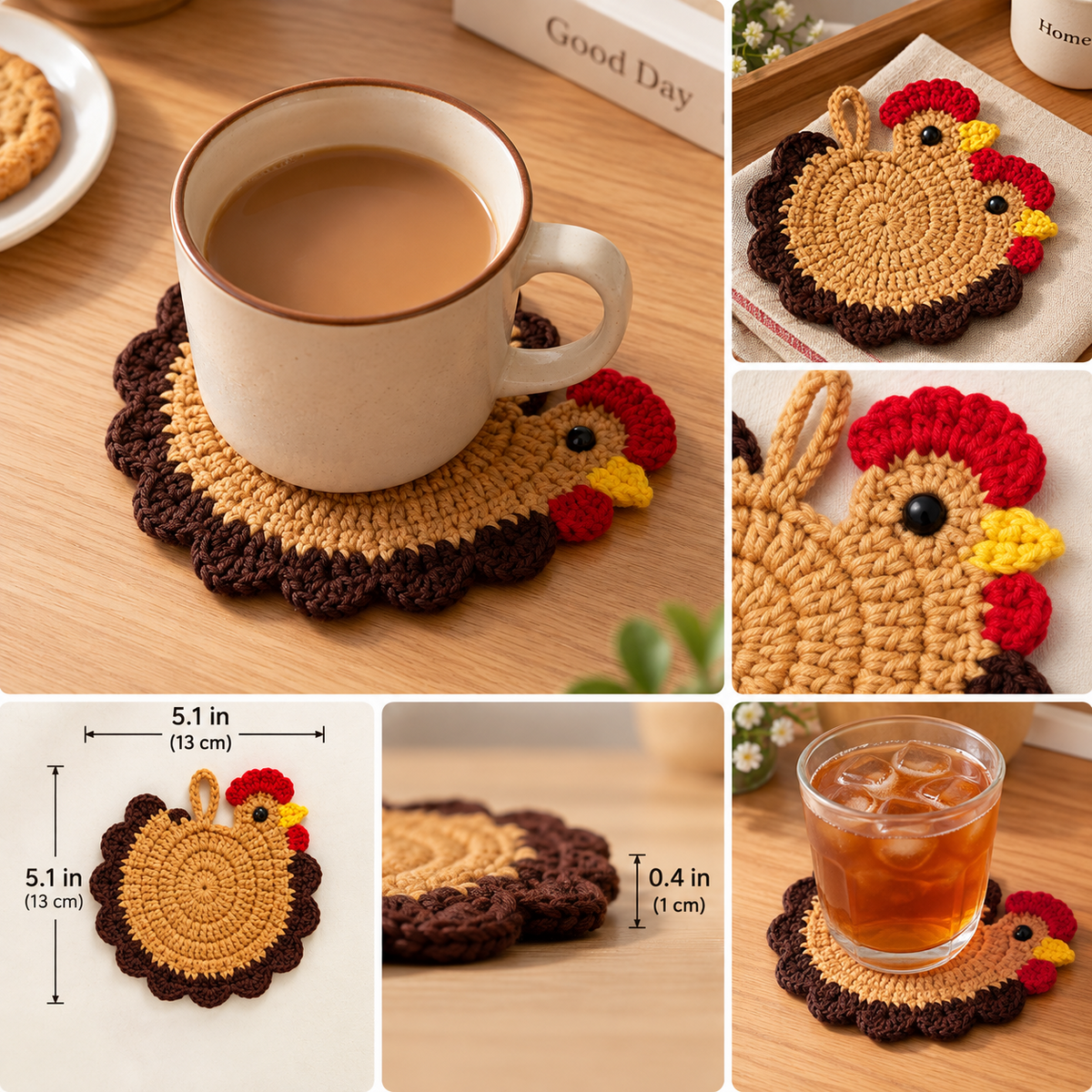 Handmade Crochet Chicken Coaster